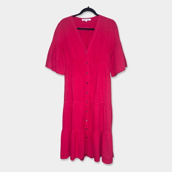 XIRENA Cotton Gauze Midi Dress Size XS Red Color GUC - Picture 3 of 5